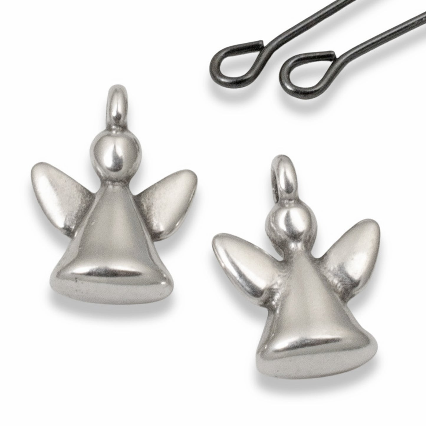 Silver Mini Angel Charms, 10-Pack Guardian Angel Pendants, Memorial Jewelry Gift