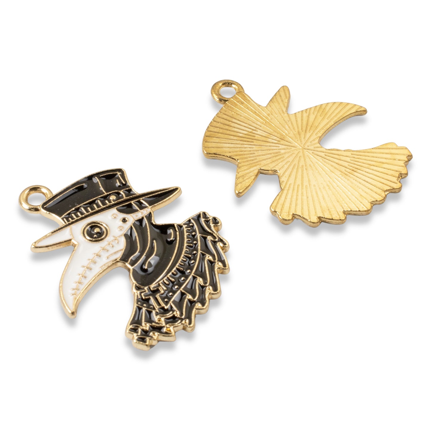 4Pc Plague Doctor Raven Head Pendants - Gothic Enamel Necklace, Keychain Crafts