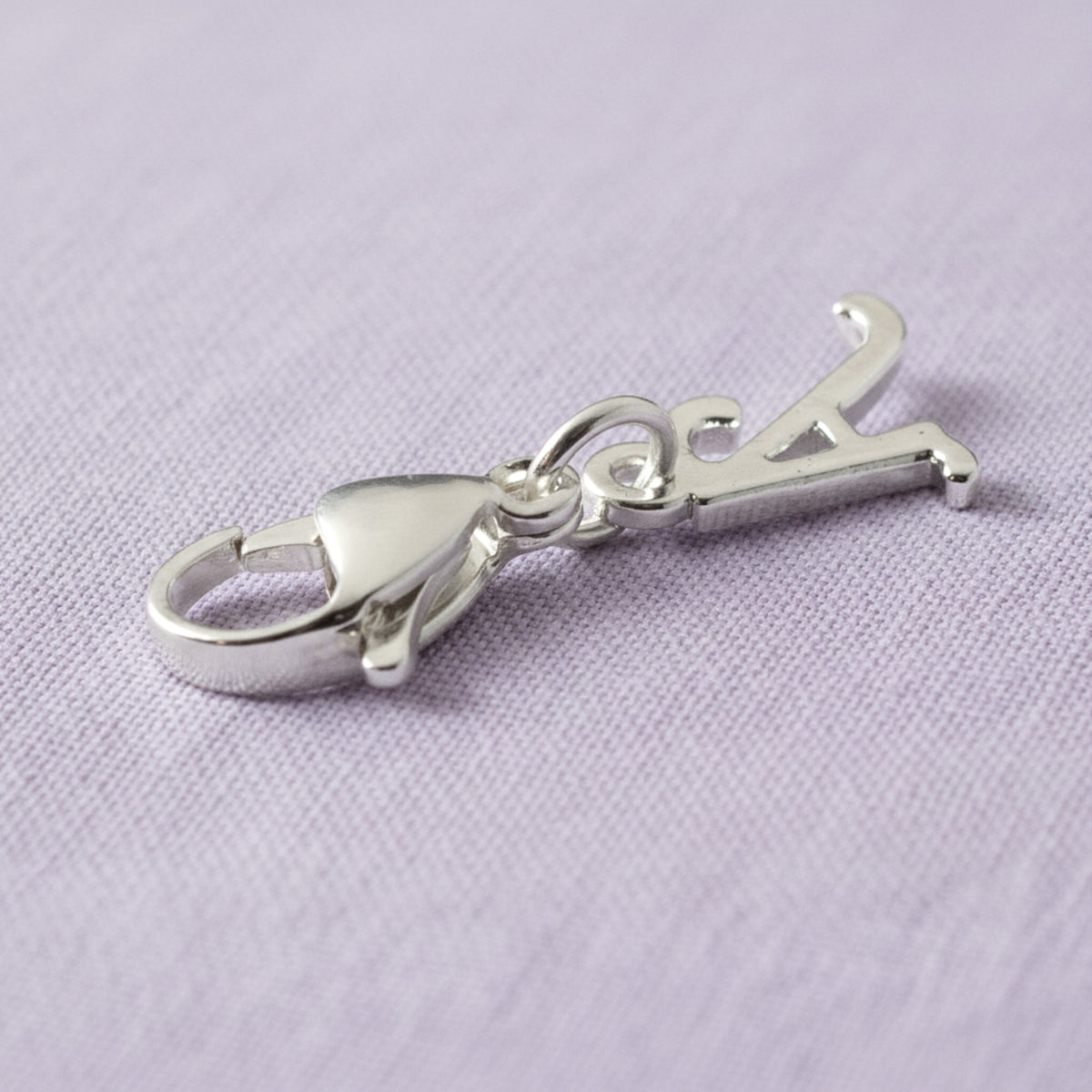 Silver Cursive Letter A Clip On Charm: Script Initial Dangle Lobster Clasp Personalized Journal Bracelet