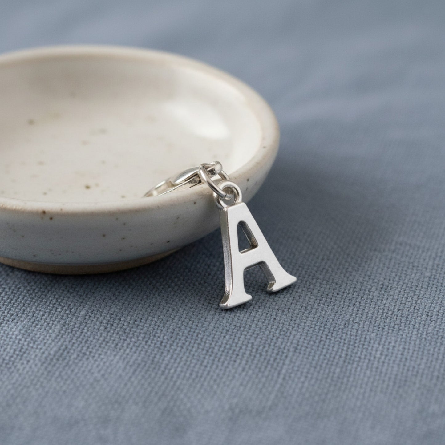 Silver Letter A Charm, Initial Alphabet Clip-On, Personalized Jewelry, Custom Initial Charm