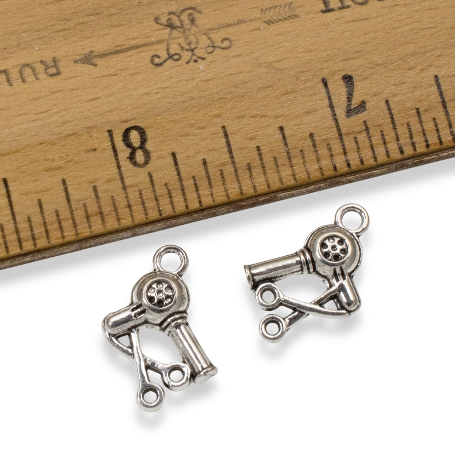 Silver Hairdryer Scissor Charms, 20-Pack Hairdresser Stylist Jewelry Supplies