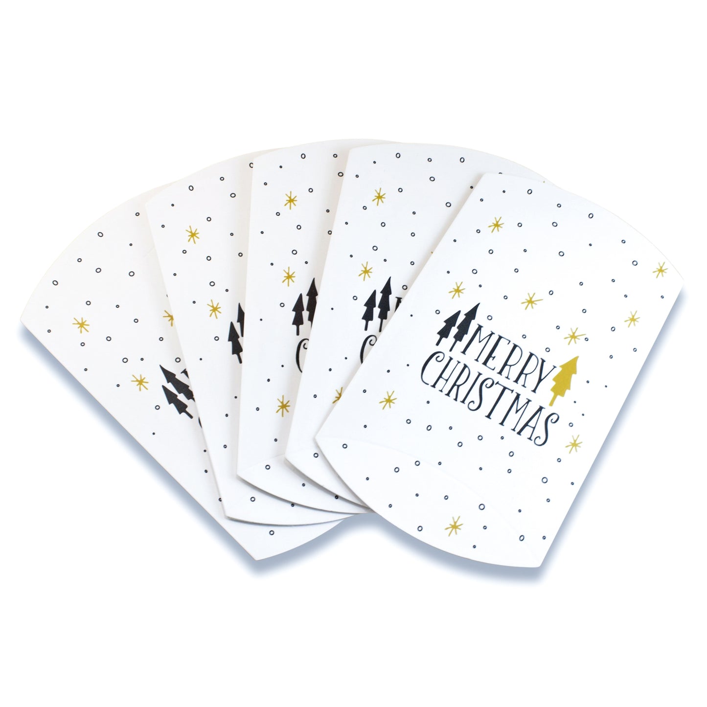 5pc Black & Gold Kraft Pillow Boxes for Christmas Gifts, Treats and Jewelry