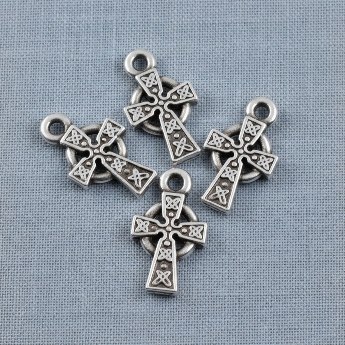 Celtic Cross Charm Silver: Double-Sided Antique 4-Pack Faith Earrings Bracelet