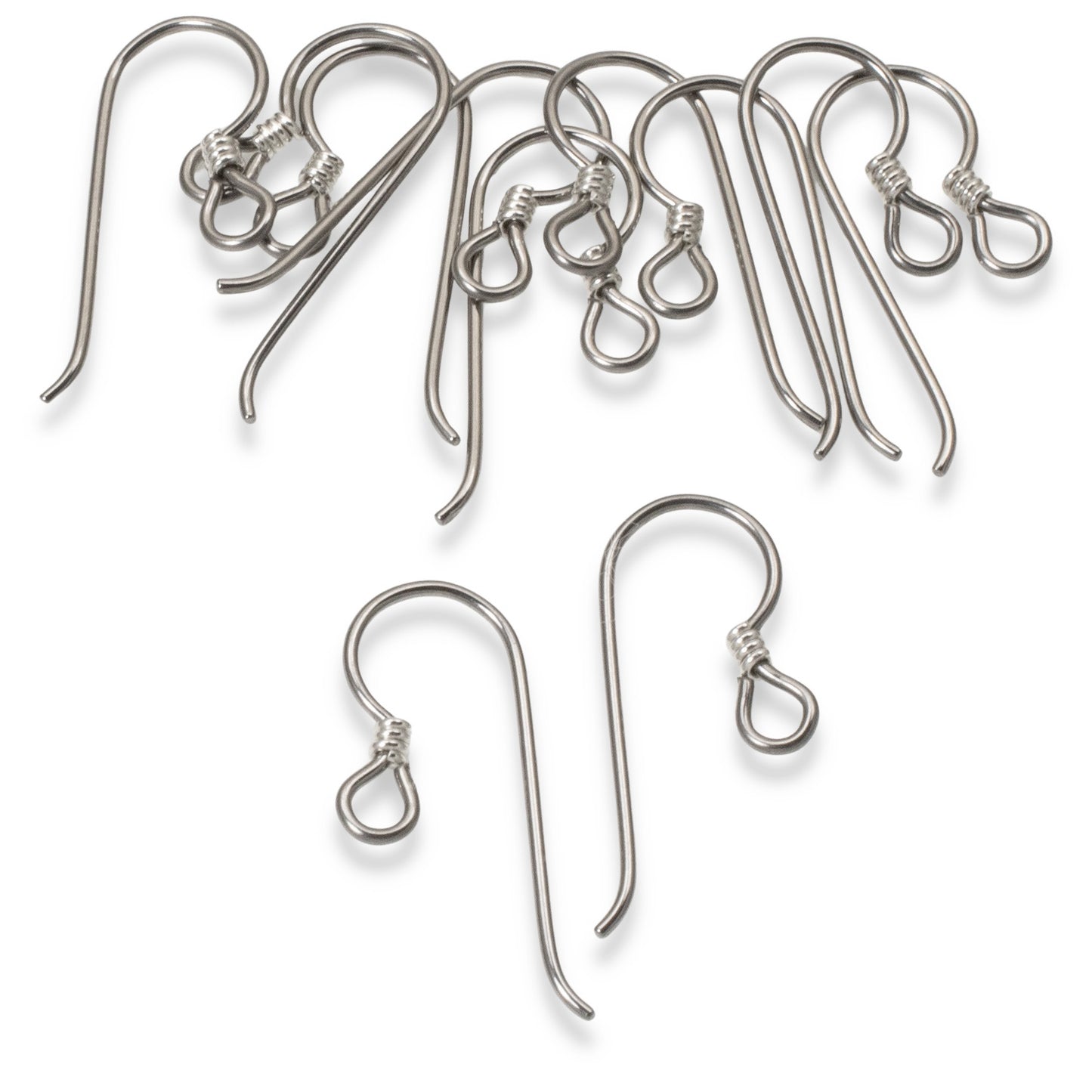 Elegant Gray Niobium Ear Wires + Sterling Silver Coil Accent, Premium 10-Pack