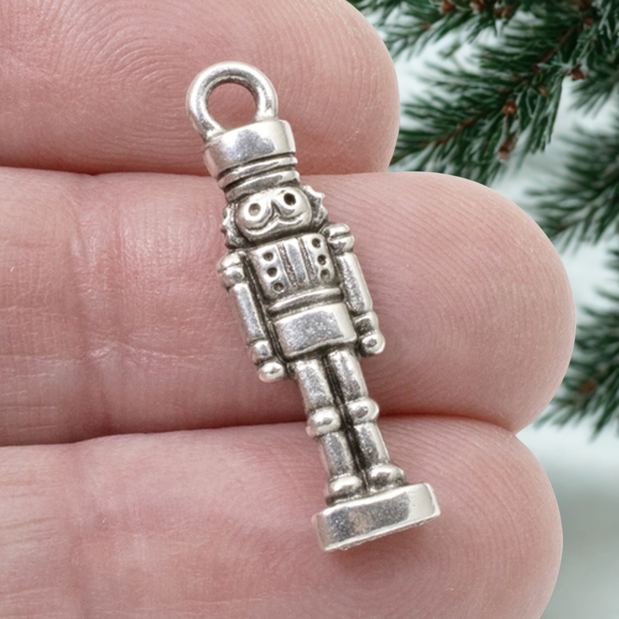 4 Silver Nutcracker Christmas Charms, TierraCast Design Holiday Charm