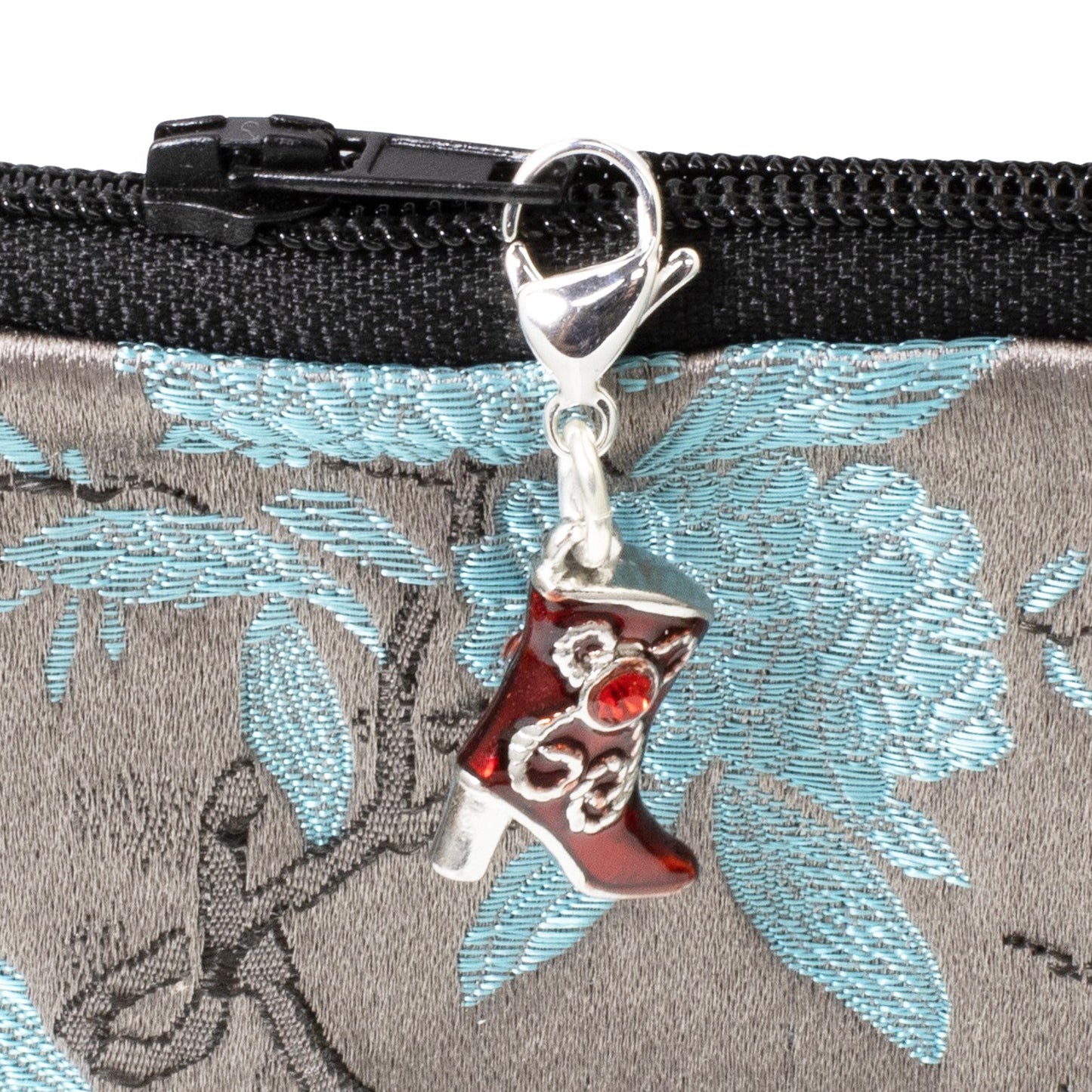 Red Enamel Boot Clip-On Charm for Cowgirl Bags, Zippers & Keychains