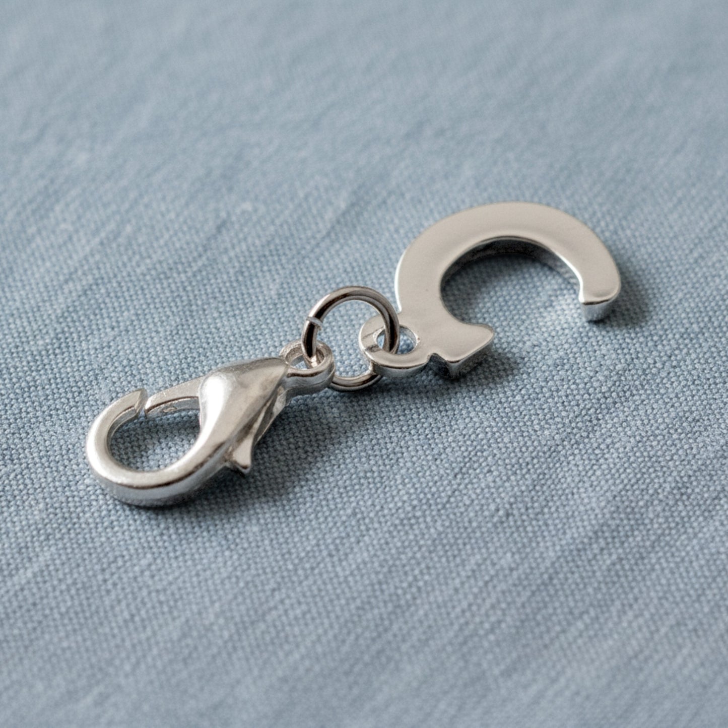 Silver Letter C Charm, Initial Alphabet Clip-On, Personalized Jewelry, Custom Initial Charm