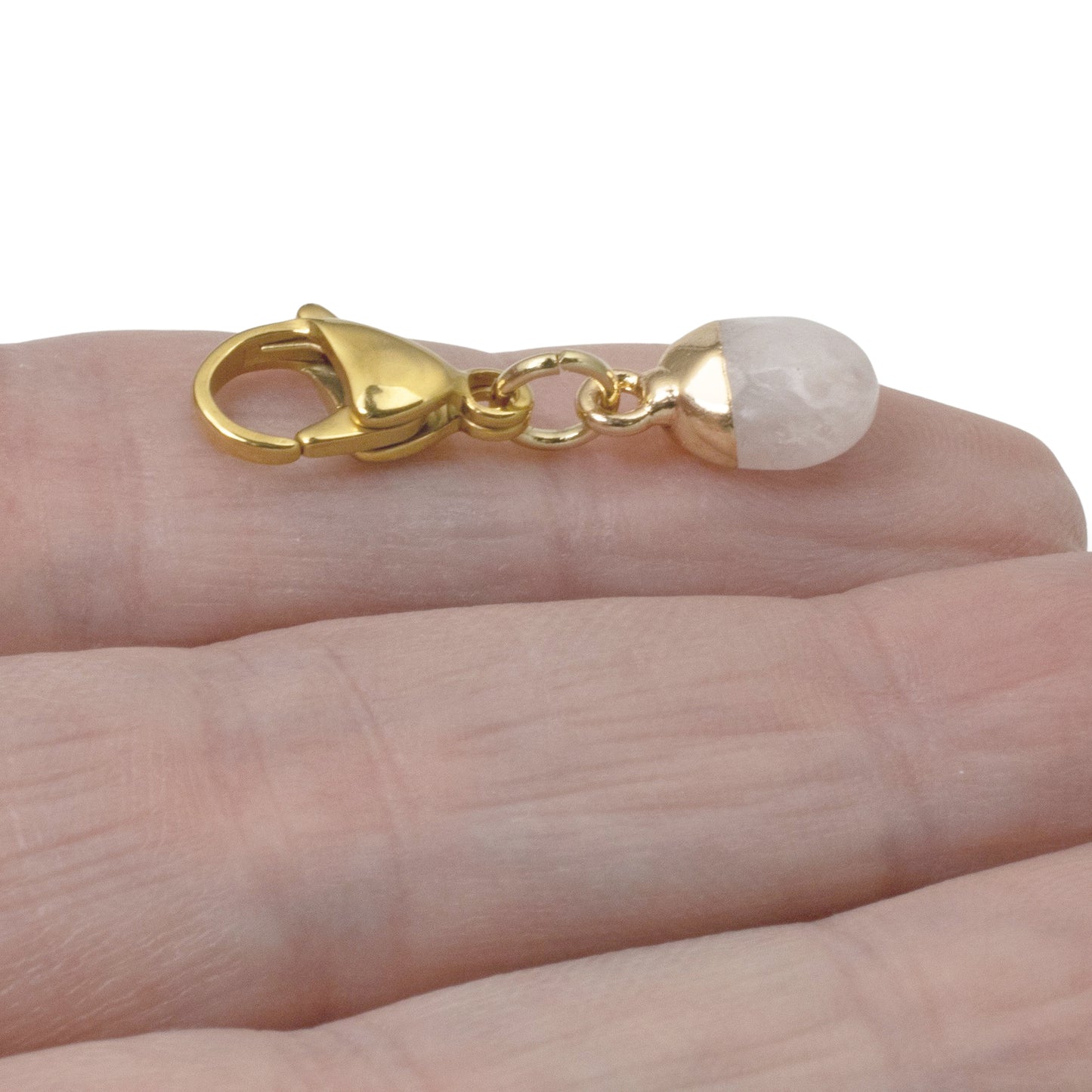 Dainty Rose Quartz Clip-on Charm - Pale Pink Bag Charm - Jewelry Accessory