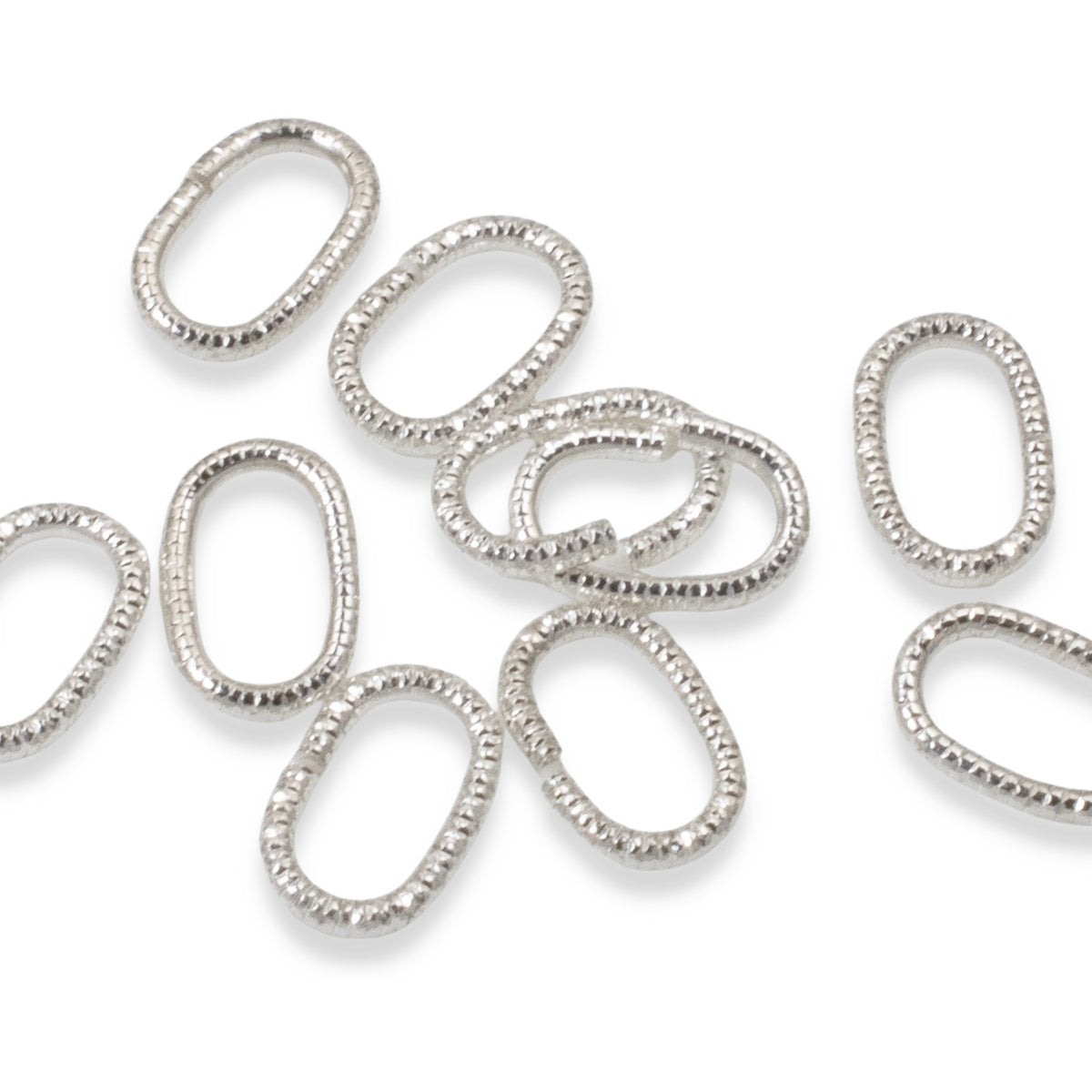 Oval Jump Rings Sterling Silver Plated, 10-Pack Nunn Design Textured Findings