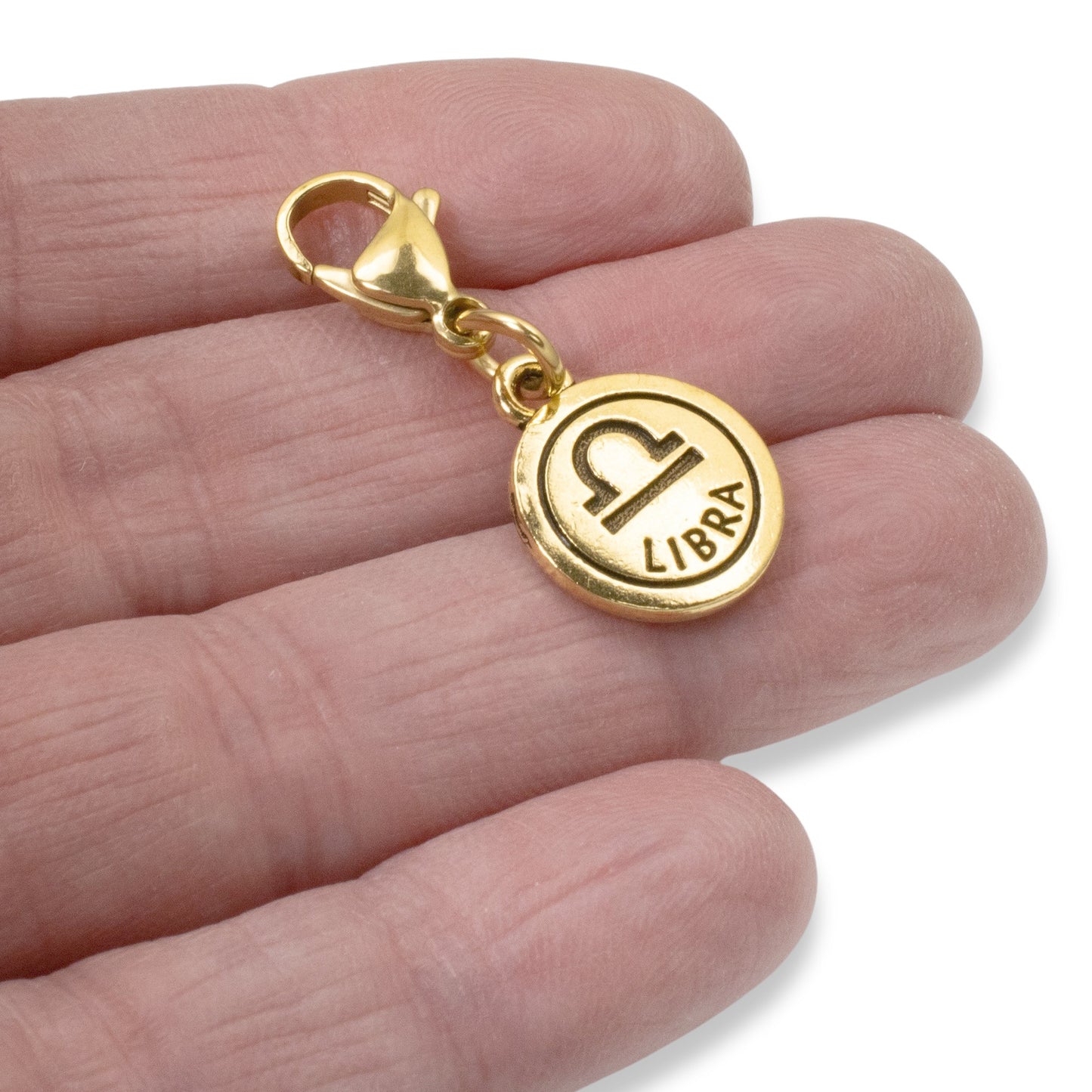 Libra Clip-on Charm - 22k Gold Plated Accessory for Bags & Jewelry, Zodiac Gift