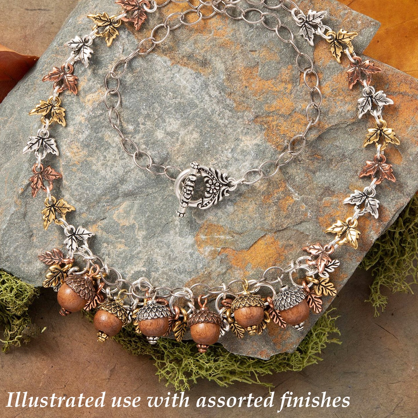 Antique Silver Acorn Bead Caps, 20-Pack TierraCast Design for Fall Jewelry