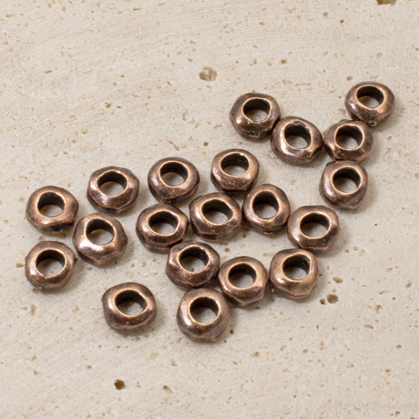 20 Copper 5mm Nugget Spacer Beads + 2mm Hole for Leather Crafting
