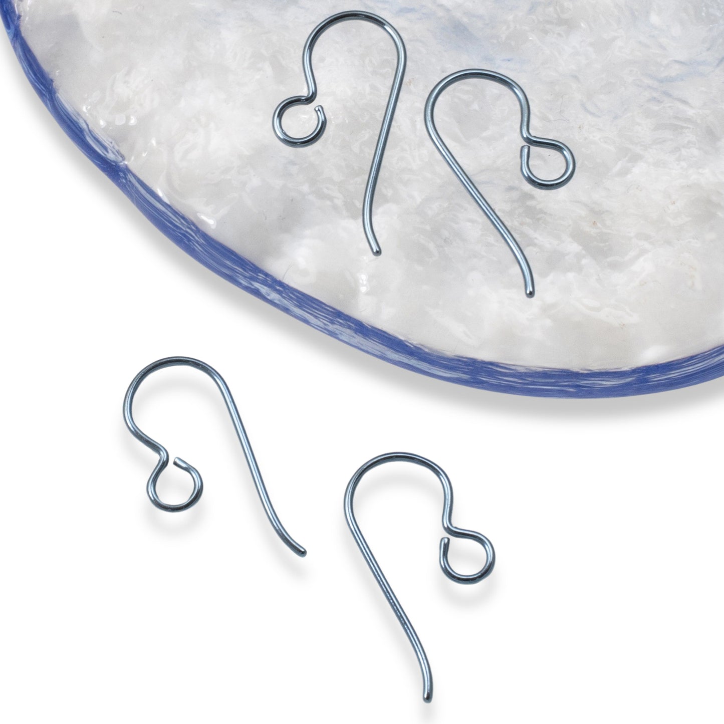 10 Premium Steel Blue Niobium Ear Wires - Hypoallergenic Earring Hooks - USA Made