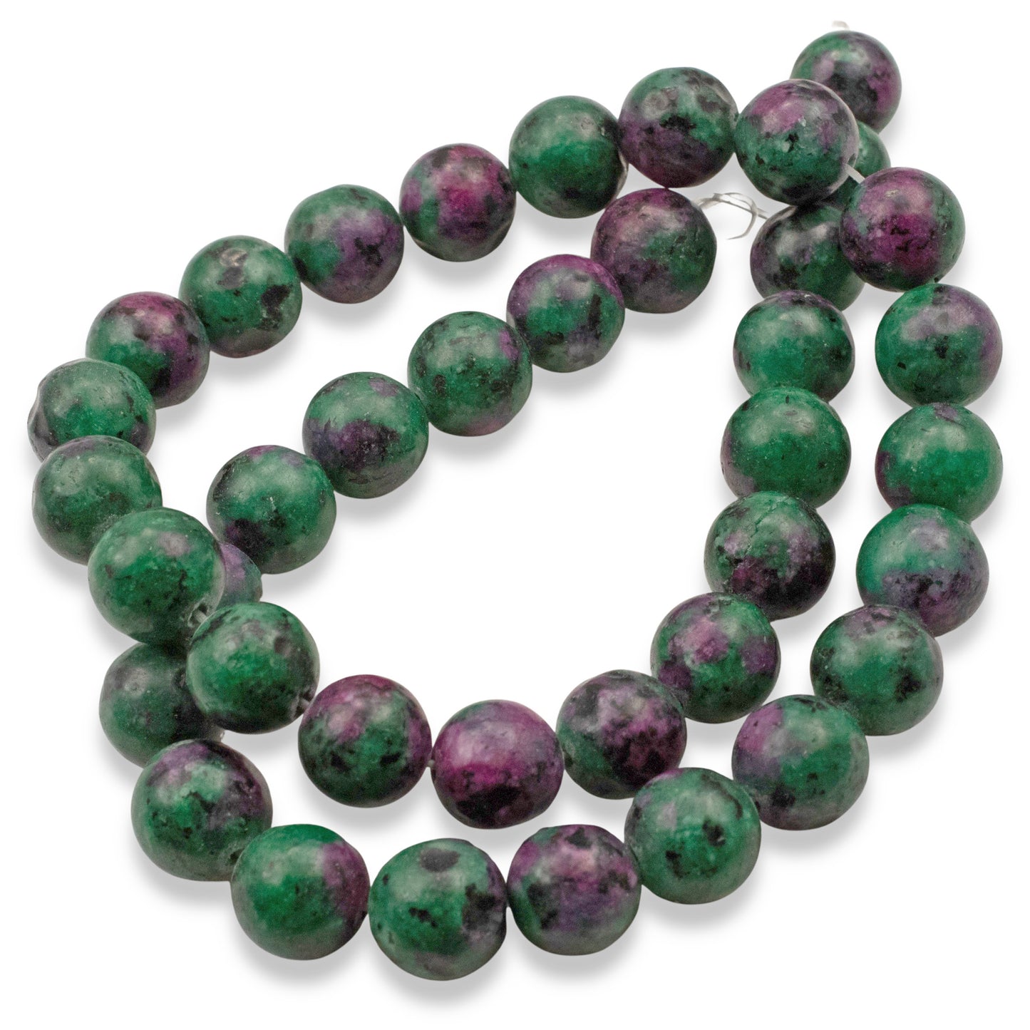 10mm Ruby Zoisite Beads, Round Green Pink Gemstone, Full Strand for DIY Jewelry