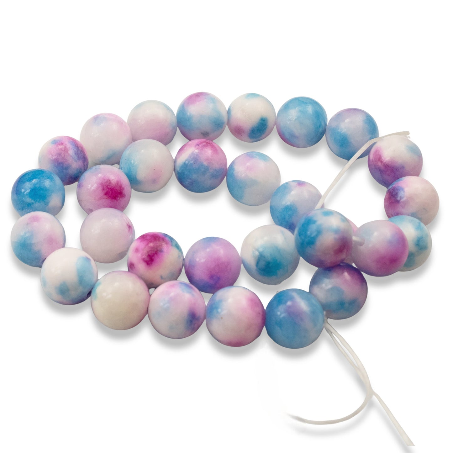 10mm Pink Blue Watercolor Jade Beads 30-Pack Loose Beads Jewelry Making Crafts