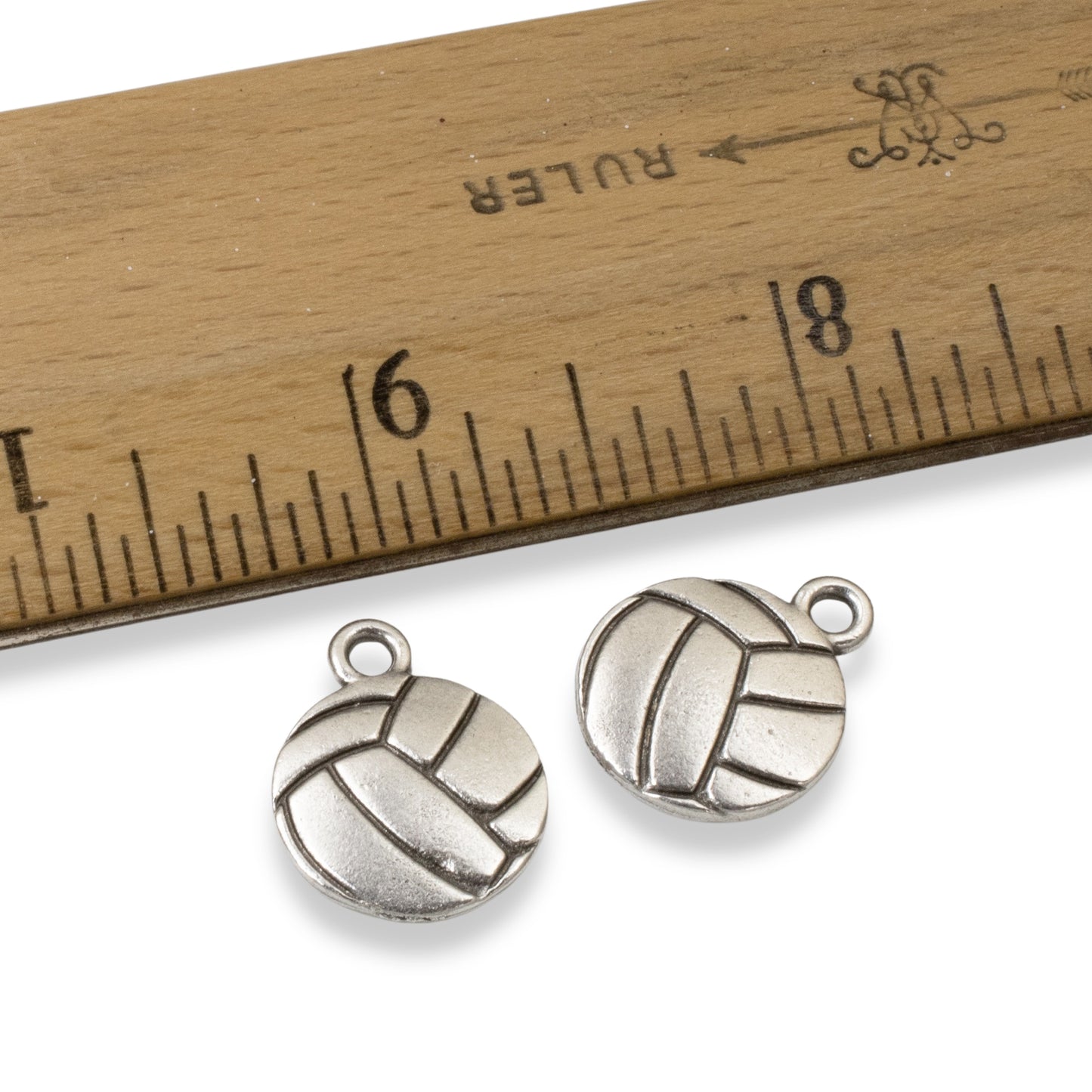 Silver Volleyball Charms, 4-Pack Detailed Pendants for Sports Jewelry & Crafts