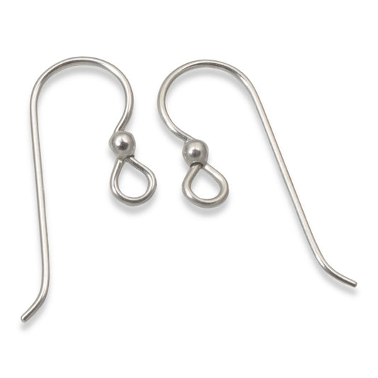 Sterling Silver Ear Wires with 2.5mm Bead 10-Pack, USA Made French Hook Earring Findings