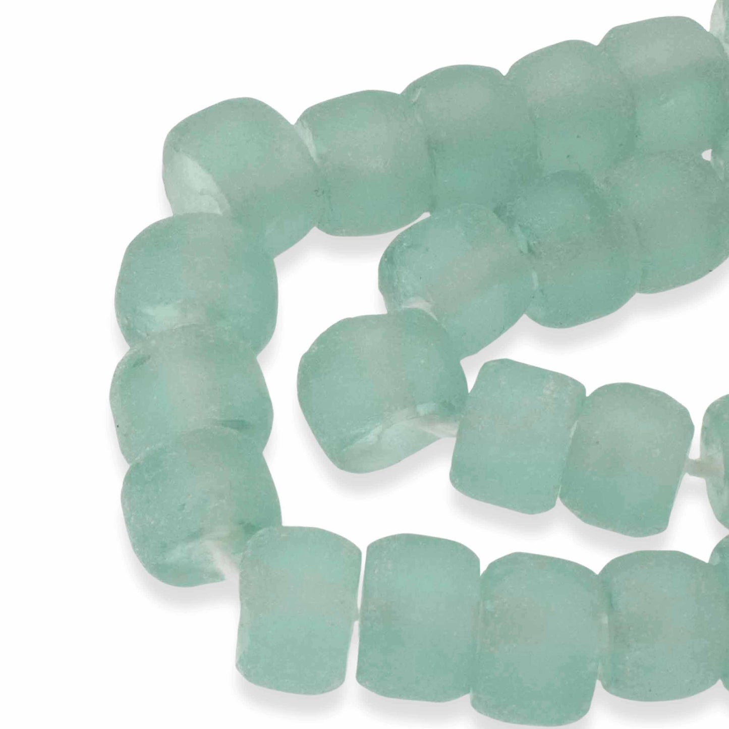 Light Green Weathered Glass Beads, Recycled Rondelle Strand, Sustainable Jewelry Making, Eco Friendly Beads