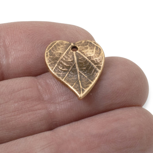 Antique Copper Heart Leaf Charms for Jewelry Making, 4-Pack for Nature Jewelry