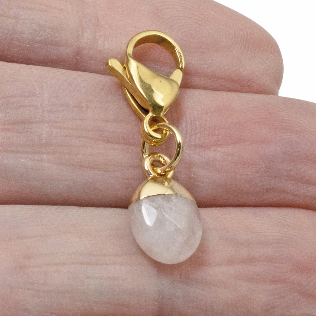 Dainty Rose Quartz Clip-on Charm: 1 1/8" Pale Pink Bag Charm Jewelry Accessory