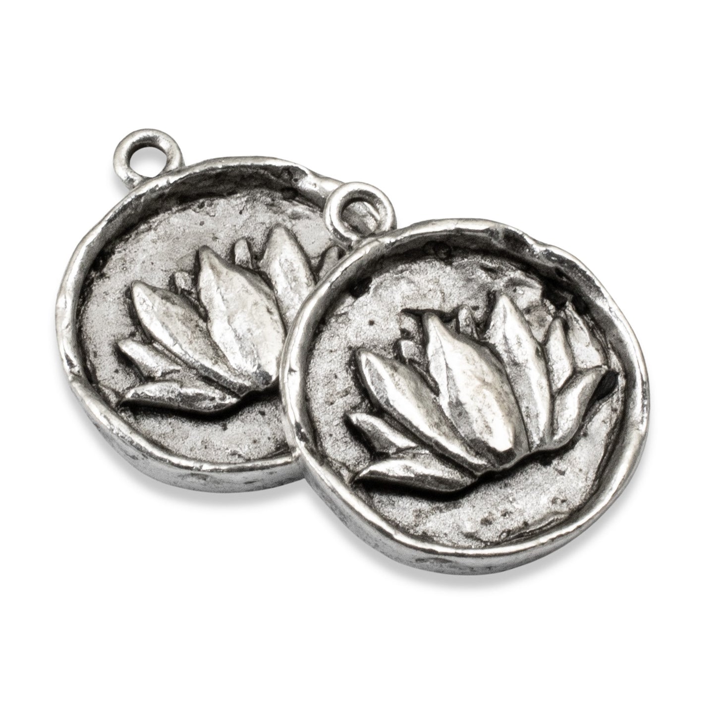 Lotus Charms Silver 2 Pack, Nunn Design Flower Meditation Spiritual Pendants, DIY Jewelry Small Projects