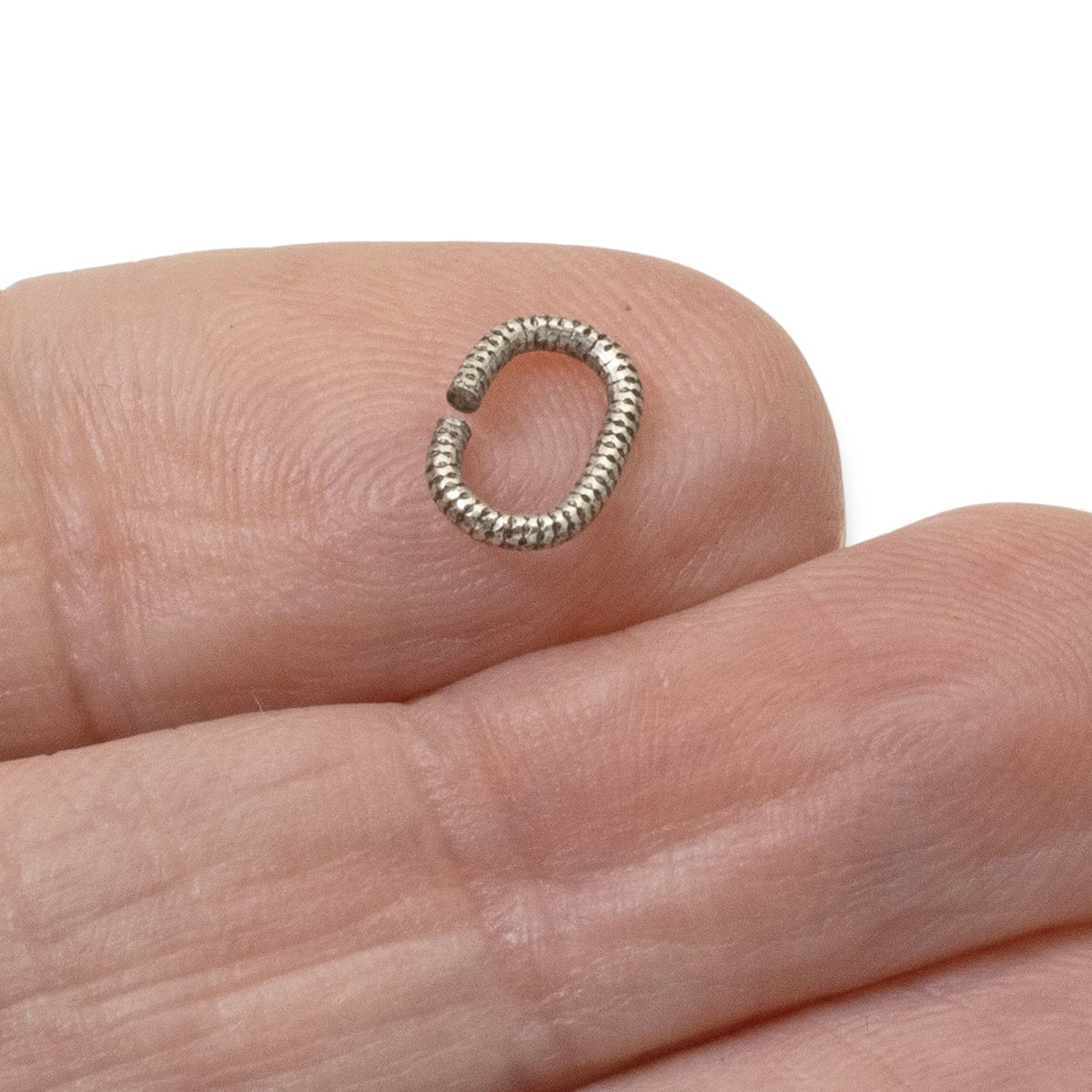 Antique Silver Textured Oval Jump Rings, 10-Pack Professional Grade 17 Gauge