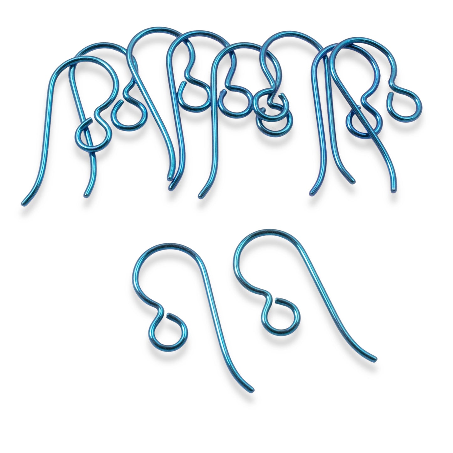 Premium Turquoise Niobium Ear Wires, 10-Pack Blue Hypoallergenic Earring Hooks, USA Made