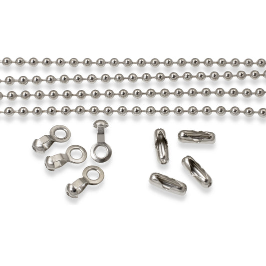 DIY Ceiling Fan Pull Set with Ball Chain and Connectors, Nickel-Silver 4-Pack