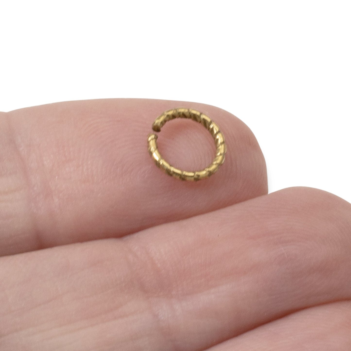 Circle Jump Rings Antique Gold Plated, 20-Pack 9mm Textured Findings