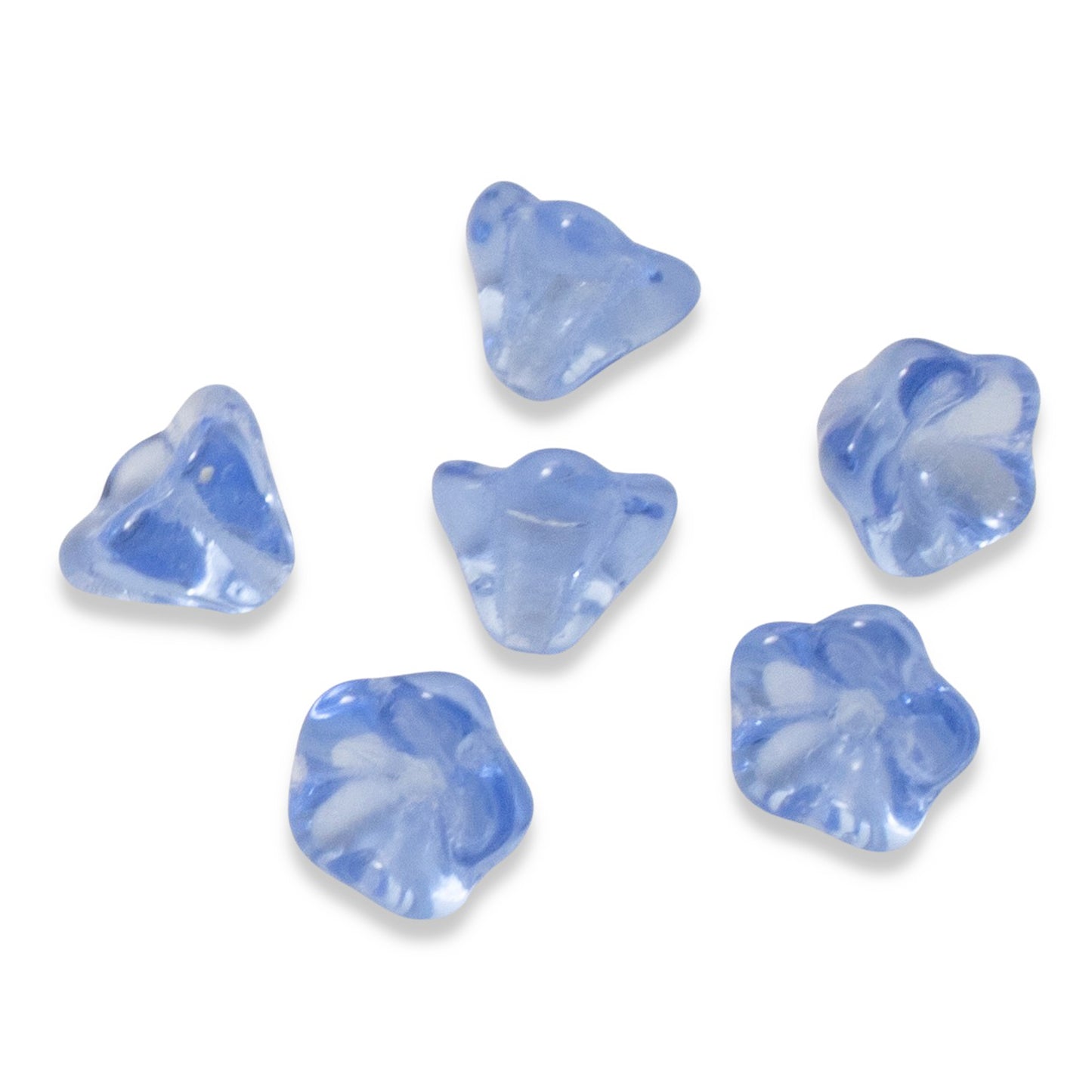 Light Sapphire Blue Bell Flower Beads, 25-Pack Czech Glass 6x8mm, Spring Crafts