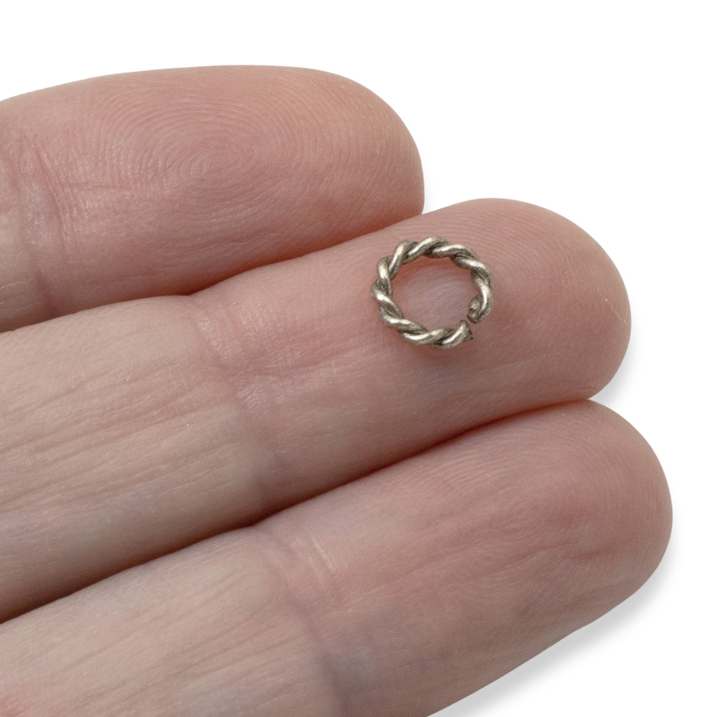 Mini Rope Jump Rings Antique Silver 10-Pack, Twisted Wire Connectors Findings