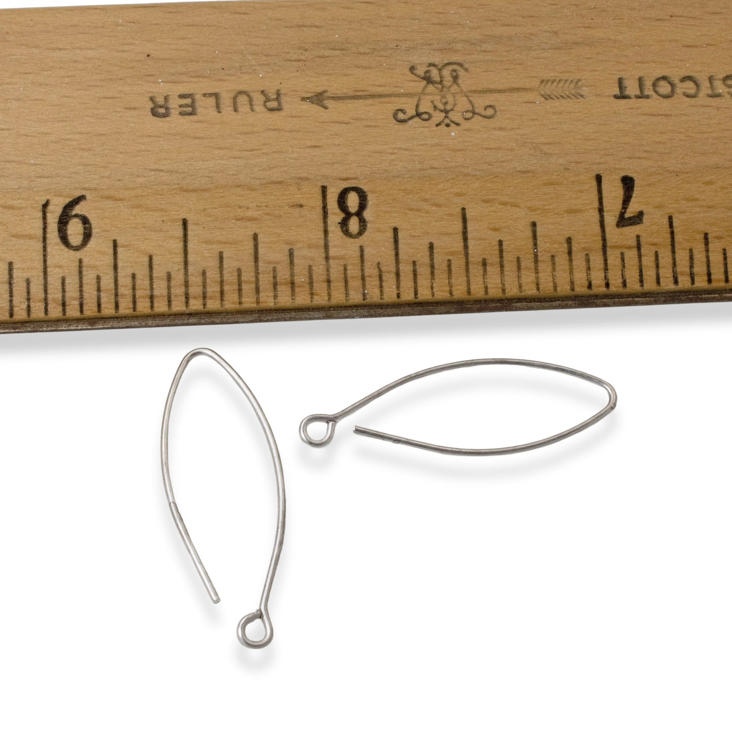 4 Silver Modern Oval Ear Wires - Minimalist DIY Earring Hooks - Nunn Design