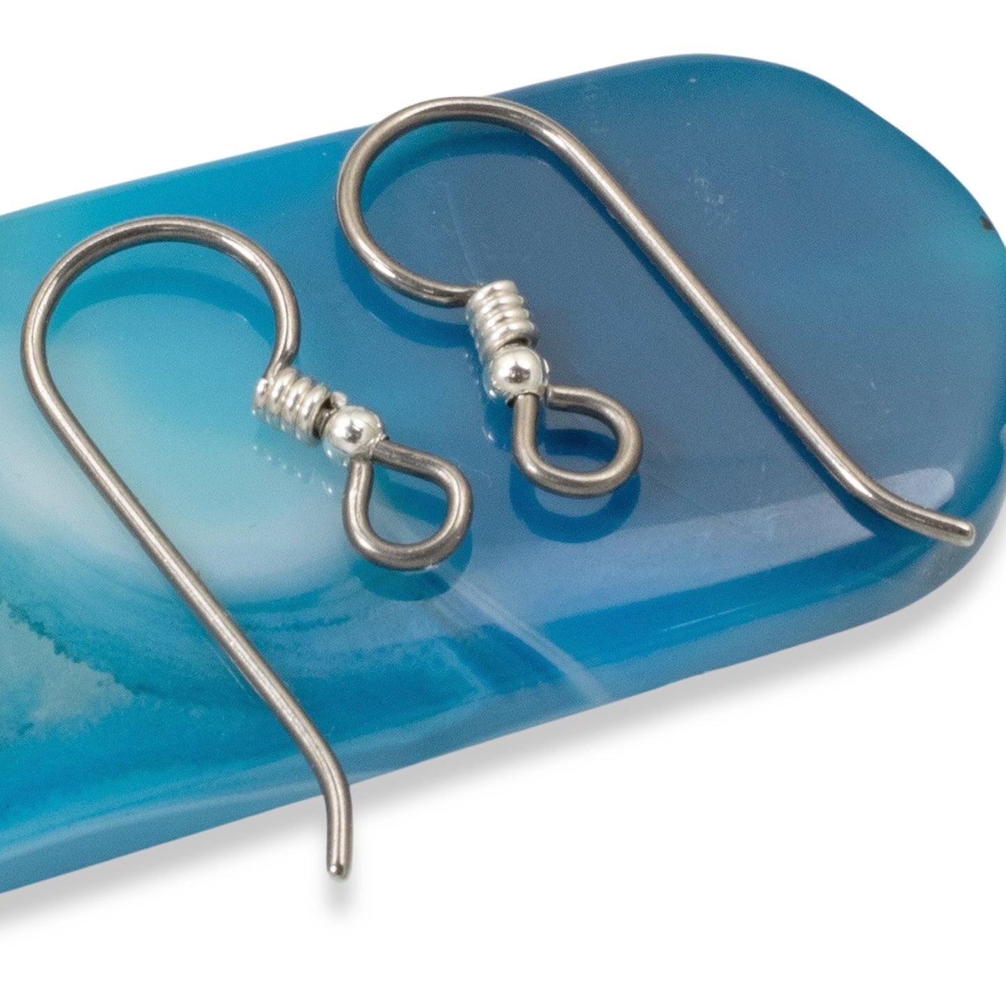 Gray Niobium Ear Wires: Sterling Silver Bead and Coil Accent Hypoallergenic Earring Hooks for Sensitive Ears 4-Pack