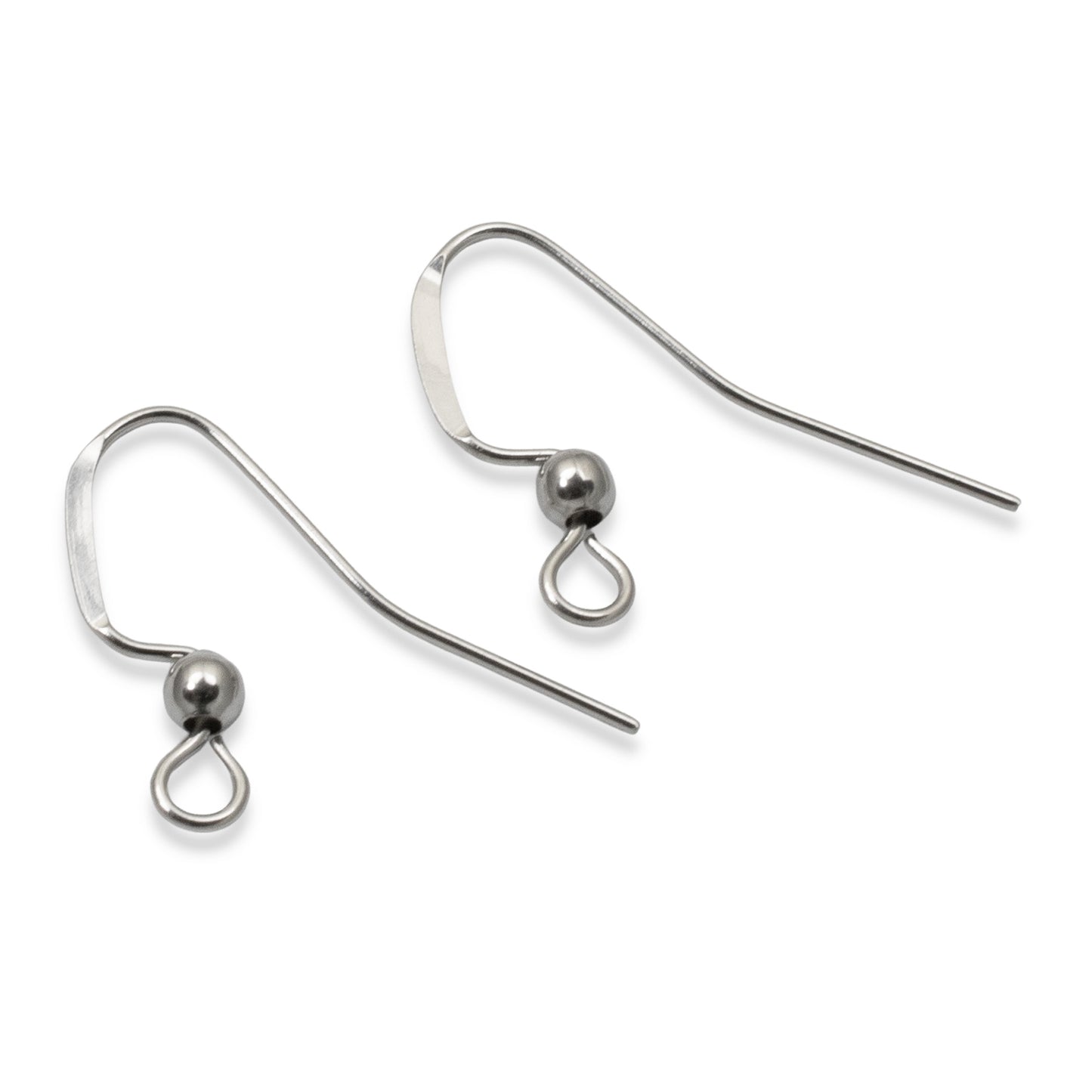 20 Stainless Steel Ear Wires + 3mm Accent Bead - Elongated Flat Earring Hook