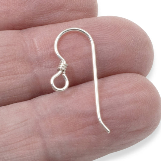 Sterling Silver Earring Hooks with Coil Accent: USA Made Regular Loop Findings for Jewelry Making - 10 Pack