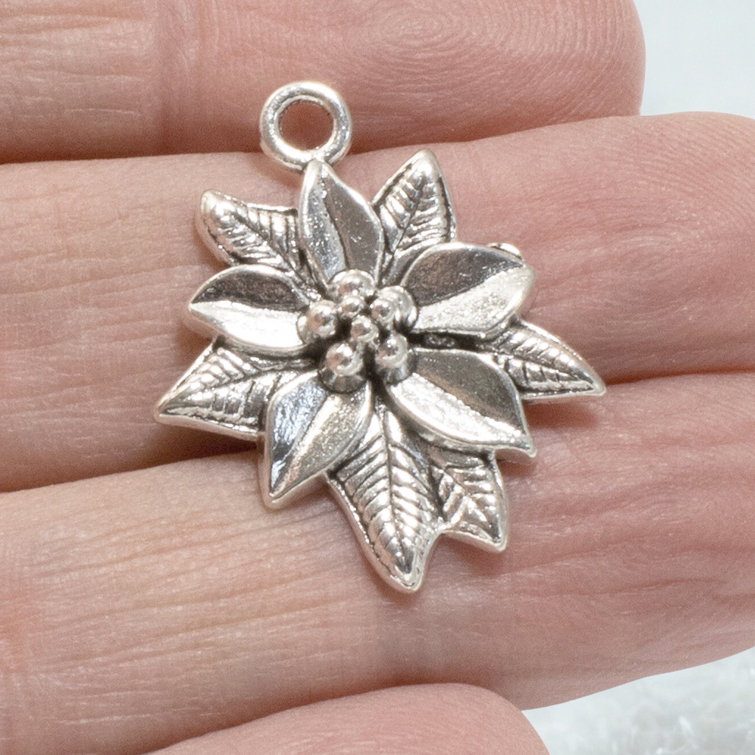 Silver Poinsettia Christmas Pendant | Hackberry Creek