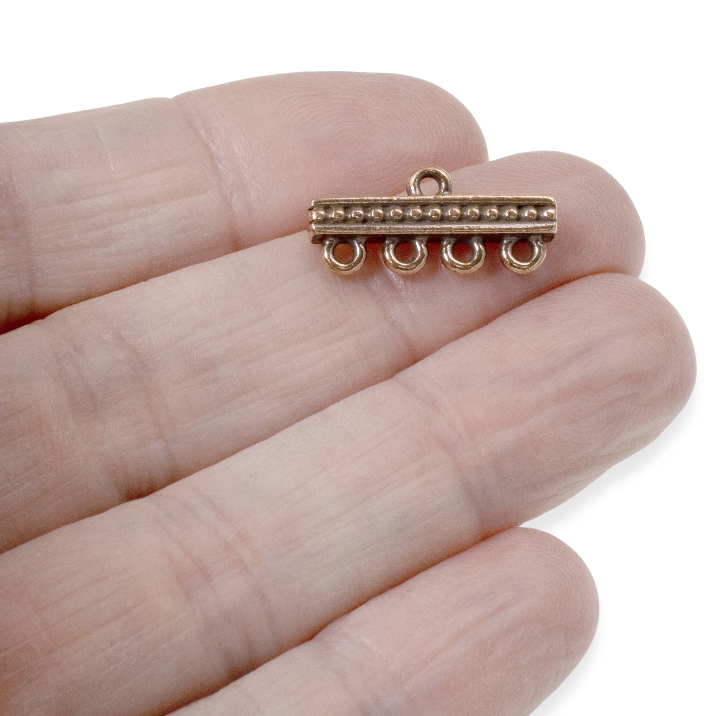 4 Copper 4-to-1 Beaded Links, TierraCast Connectors for Multi-Strand DIY Jewelry