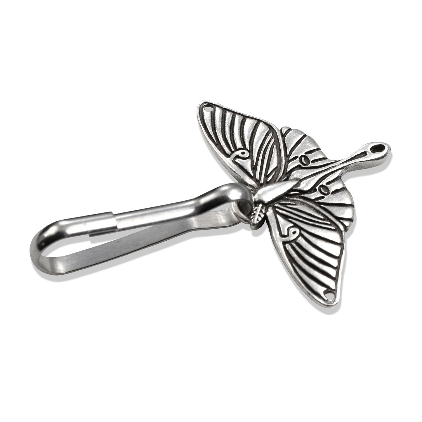 Luna Moth Zipper Pull: Silver Nature Accessory Heavy Duty Luggage Tag Backpack Charm Hiker Gift Outdoor Travel