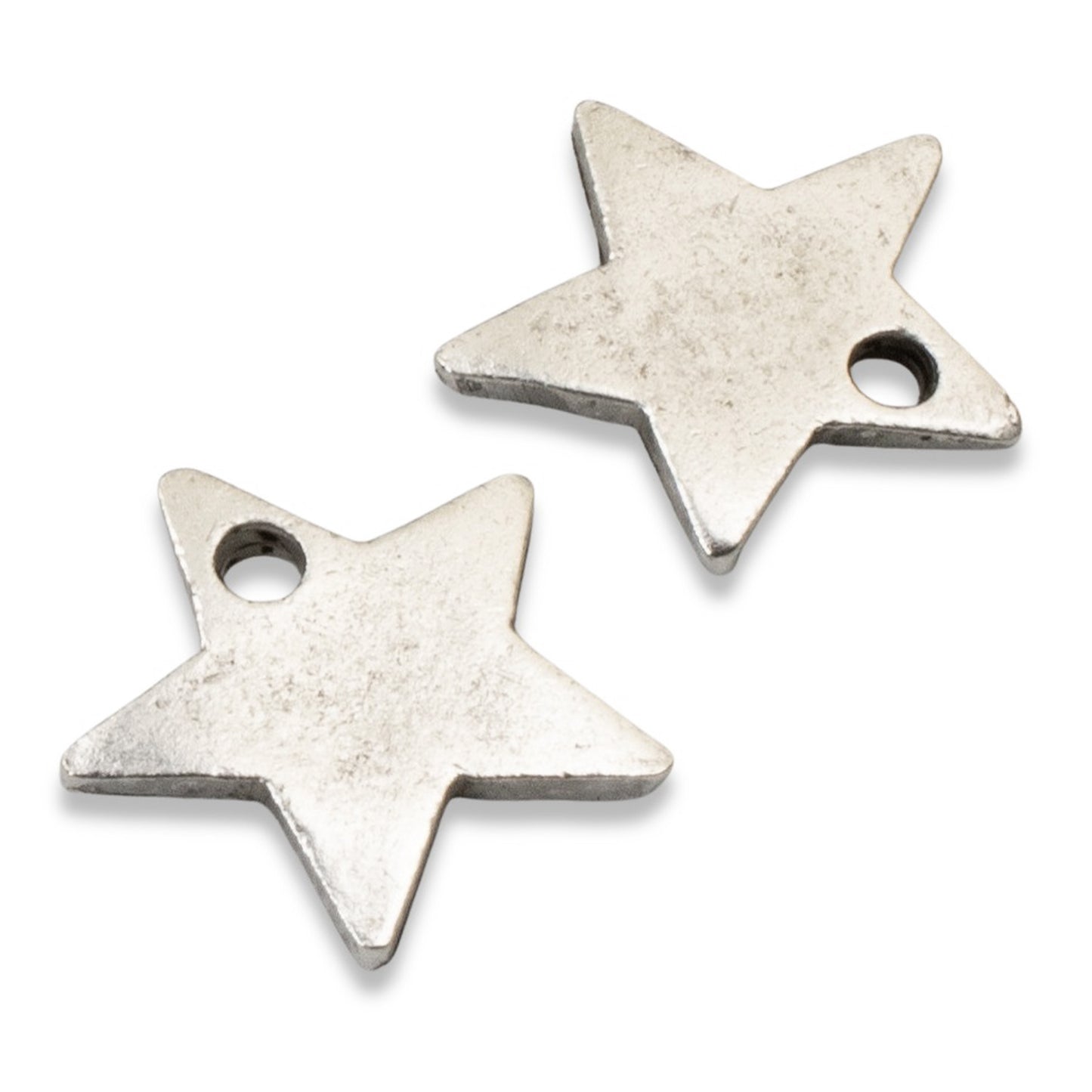 Celestial Silver Star Charms, 2Pc Metal Stamping Flat Tags, Personalized Earring and Charm Necklace Supplies