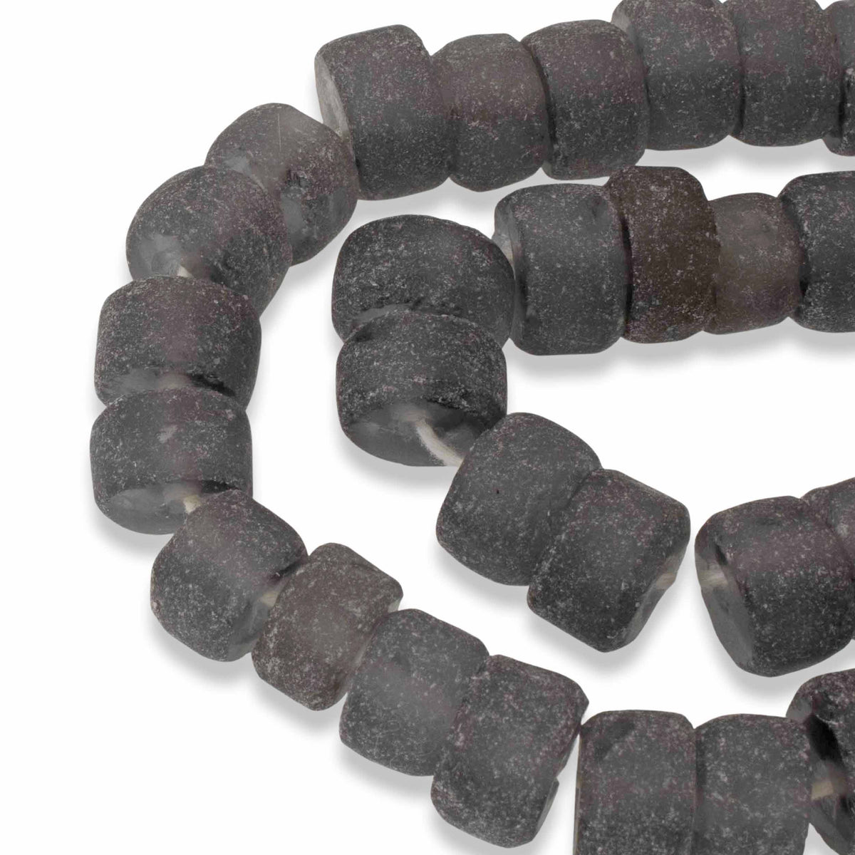 Gray Weathered Glass Beads, Recycled Rondelle Strand, Sustainable Jewelry Making, Eco Friendly Beads