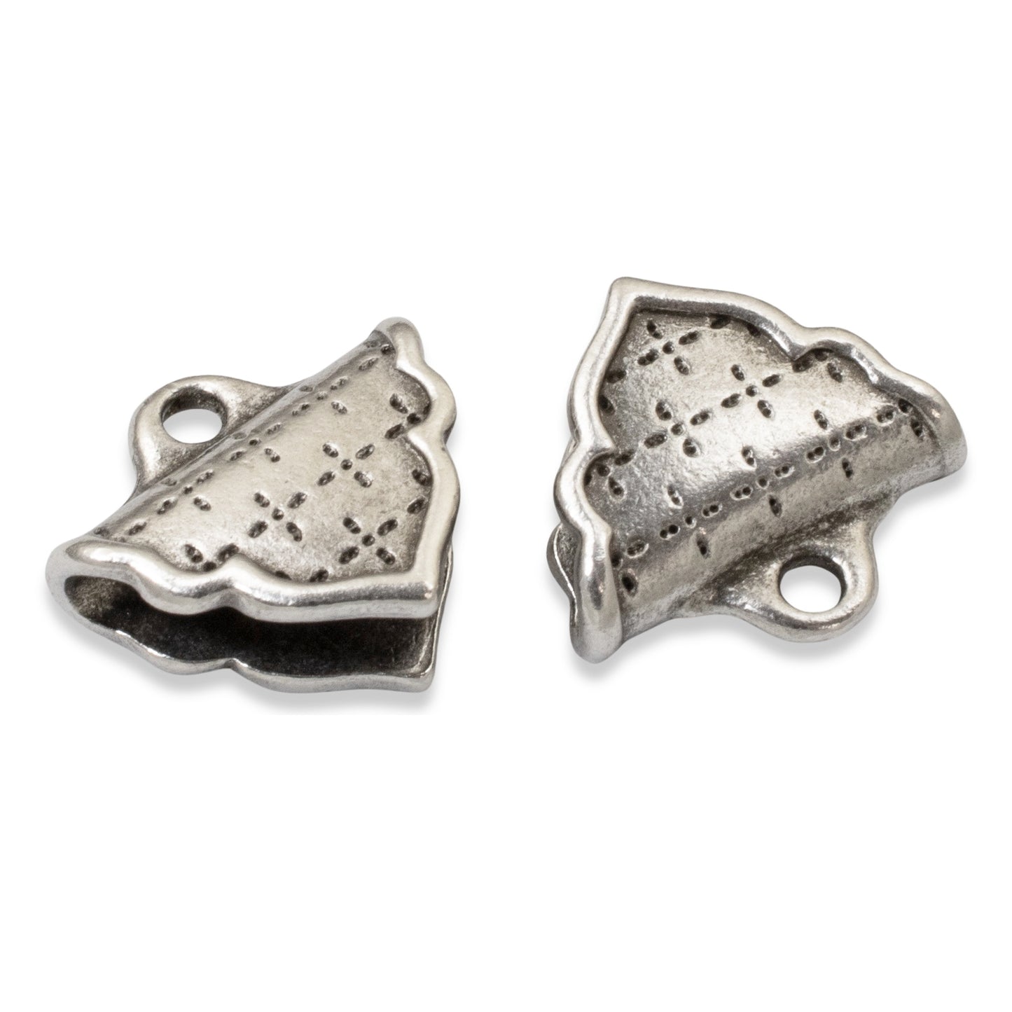 Marrakesh Crimp Ends, TierraCast Antique Silver Plated for Beadwork and Leather 2-Pack