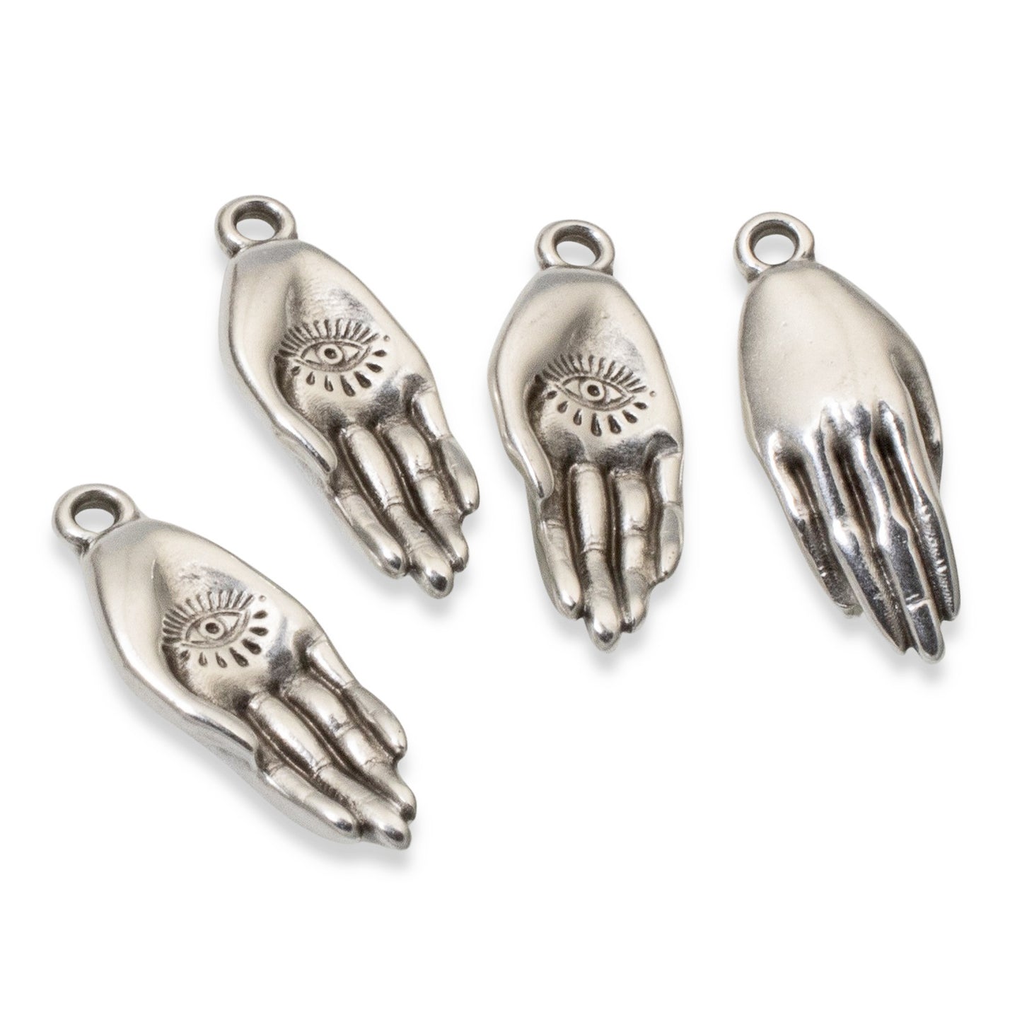 Evil Eye Hand Pendant, 4-Pack Silver Mystical Protection Symbol, Spiritual DIY