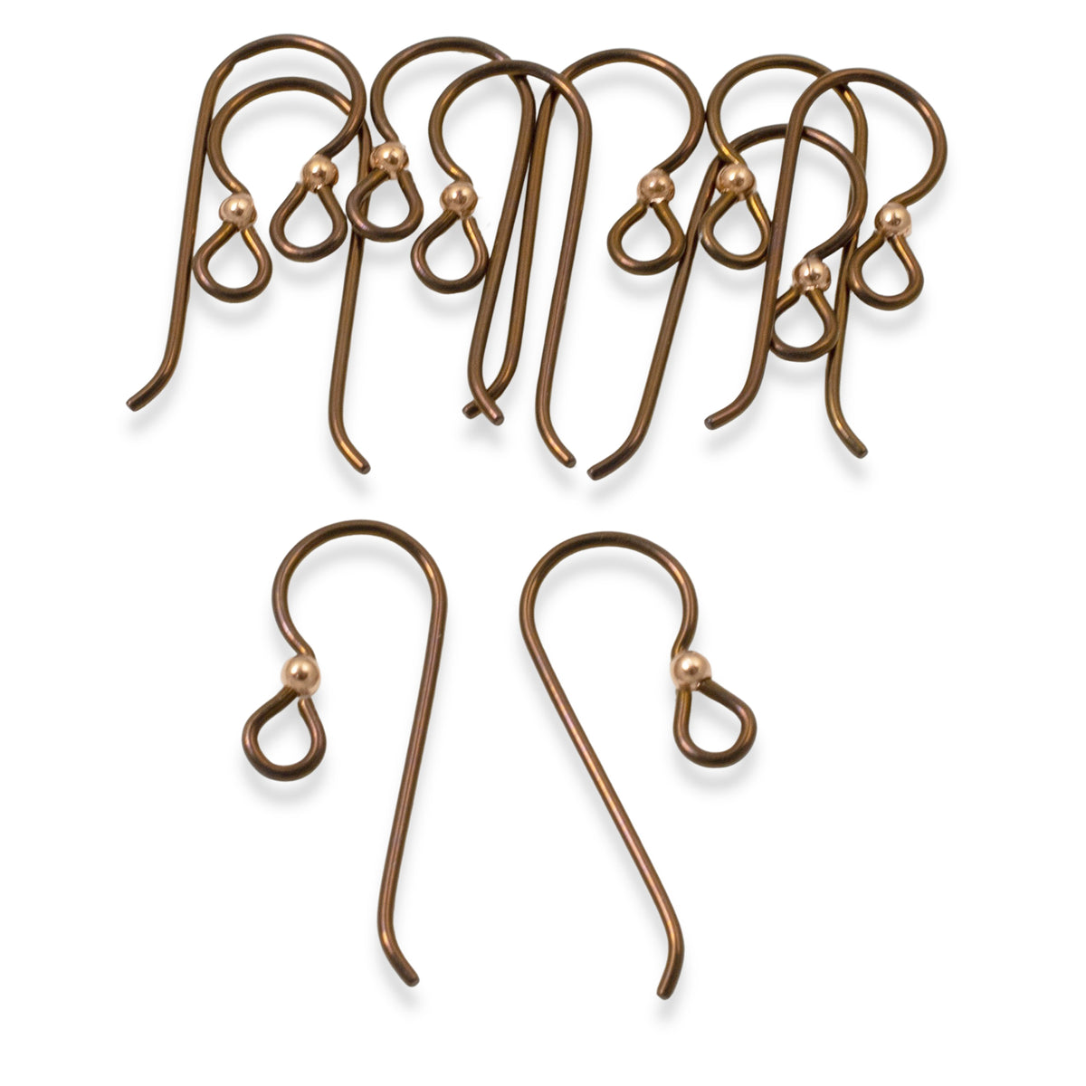 Bronze Niobium Ear Wires + Copper Bead Accent 10-Pack Hypoallergenic Earring Hooks