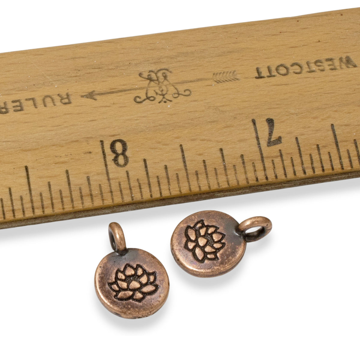 Copper Lotus Flower Charms - 4-Pack Nature-Inspired for Leather Cord Jewelry