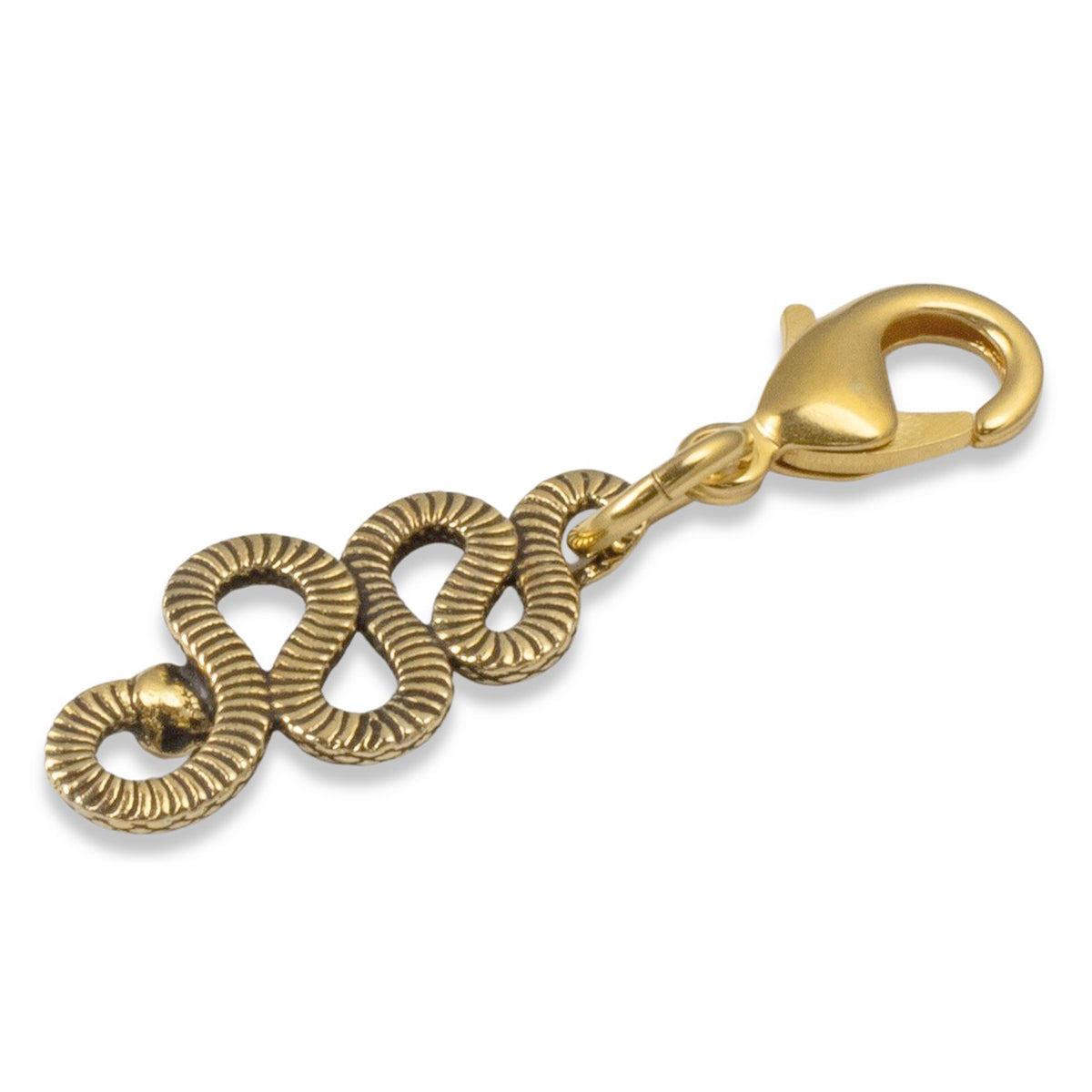 Gold Snake Clip-on Charm, Southwestern Rattlesnake + Lobster Clasp