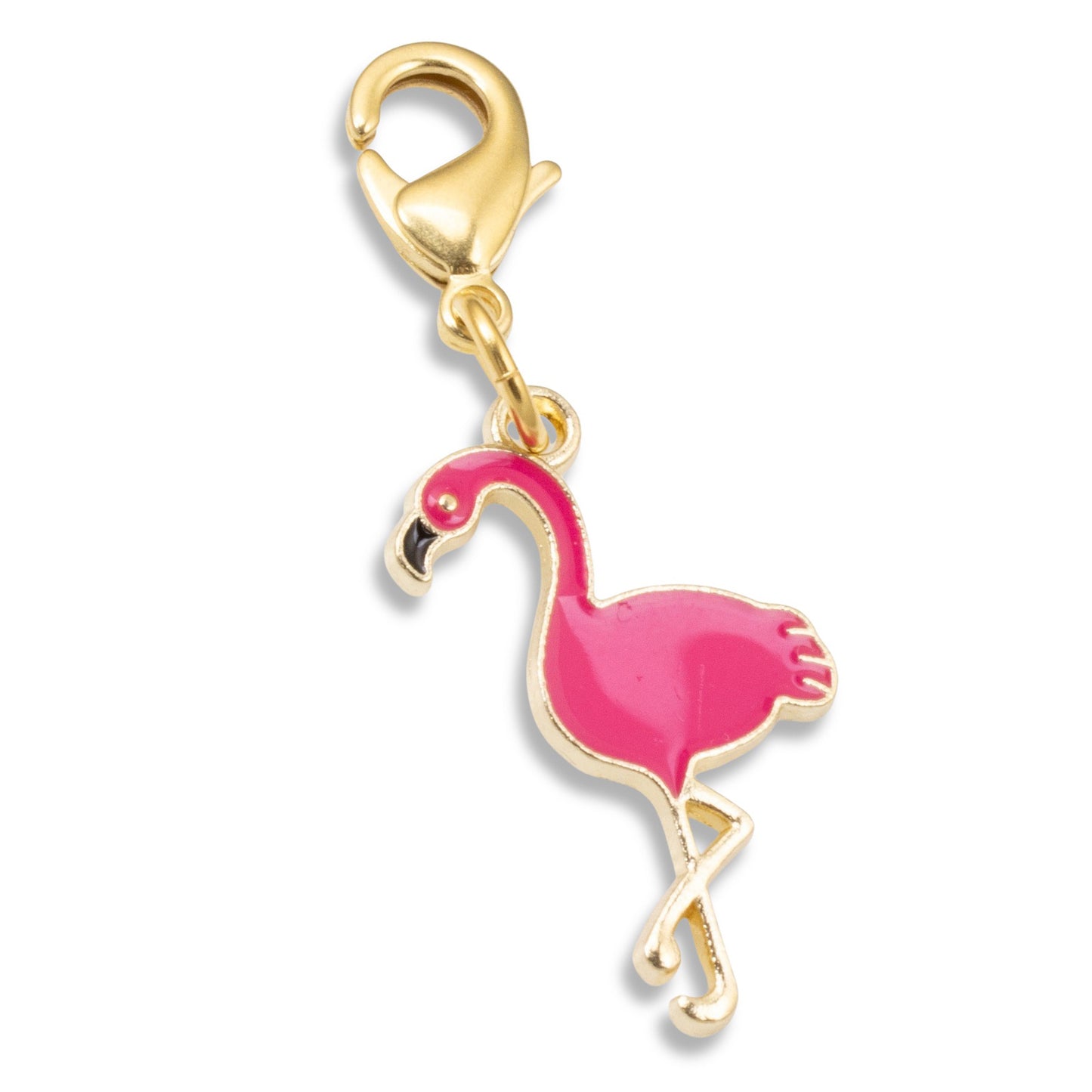 Enamel Pink Flamingo Clip On Charm, Tropical Bird Jewelry Accessory, Handcrafted