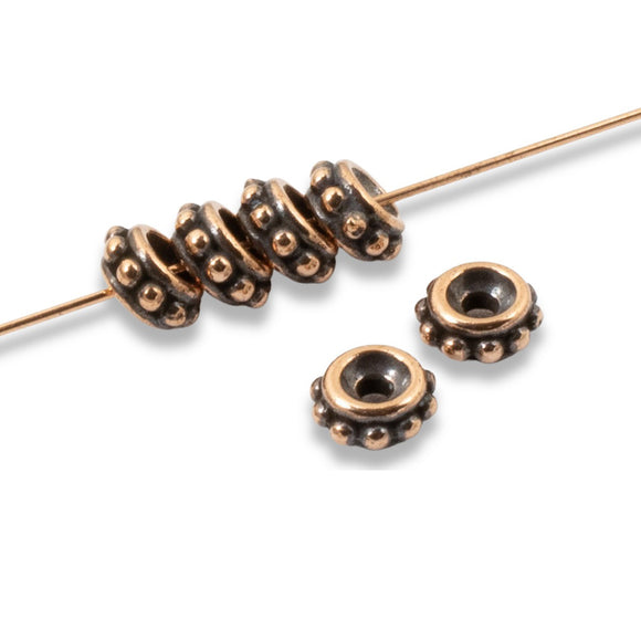 10 Copper Beaded Spacers - 6mm TierraCast Beads - Handmade Jewelry Supplies