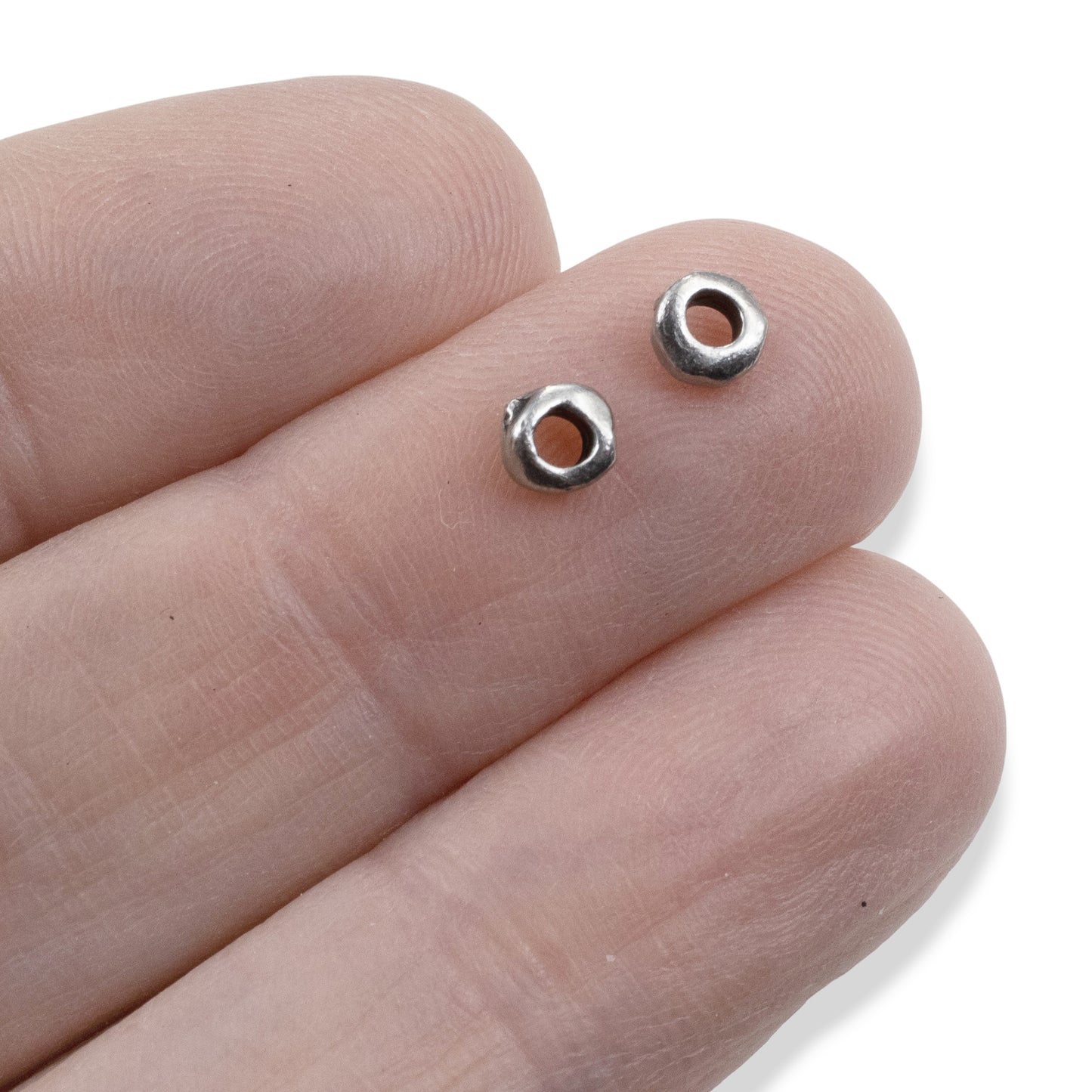 Antique Pewter 5mm Nugget Spacer Beads: 2mm Hole for Leather Crafting 20-Pack