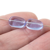 25 Light Blue Wavy Oval Beads - Czech Pressed Glass - DIY Jewelry Supply
