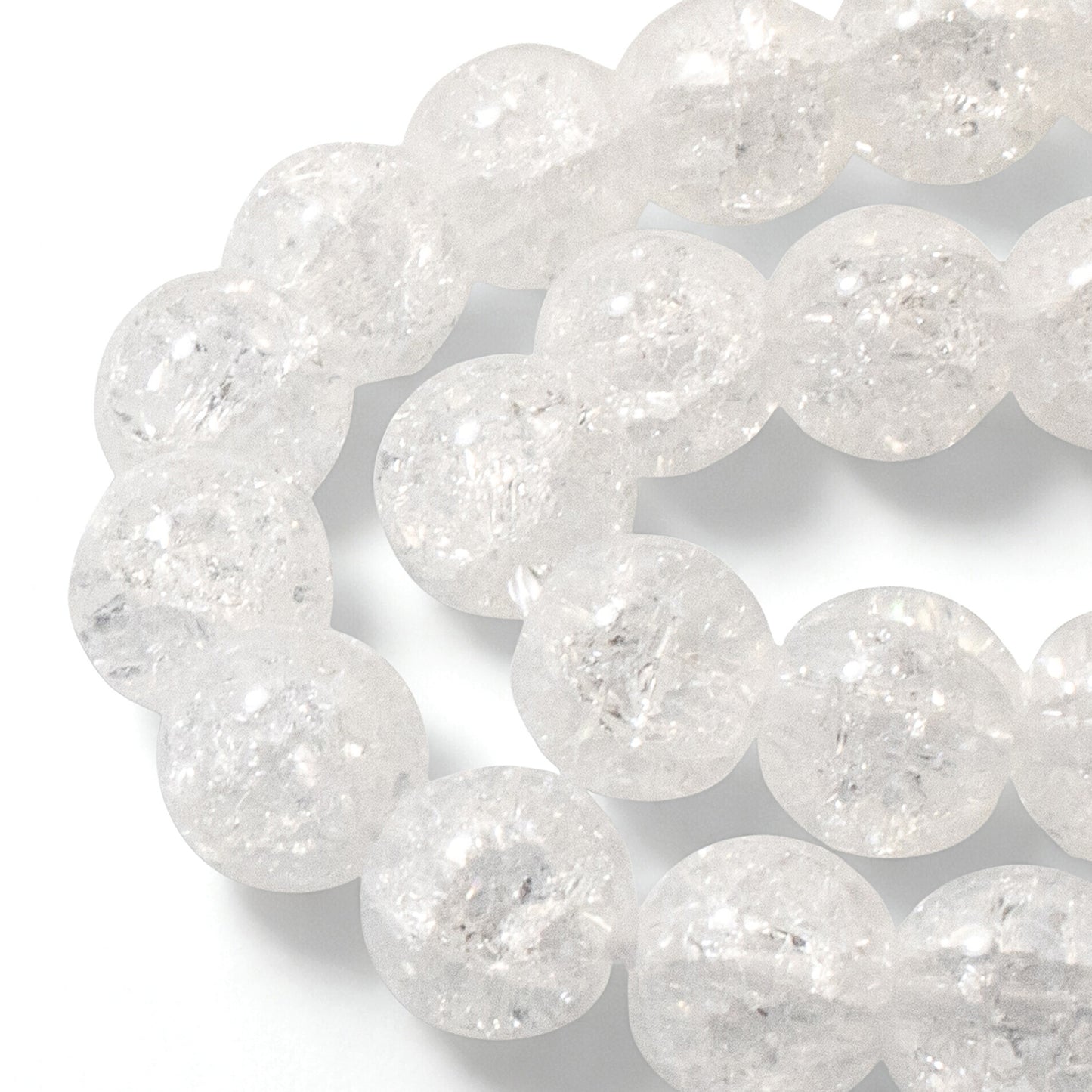 Clear Crackle Glass Beads: 10mm Winter Sparkle Christmas Jewelry Making 30-Pack